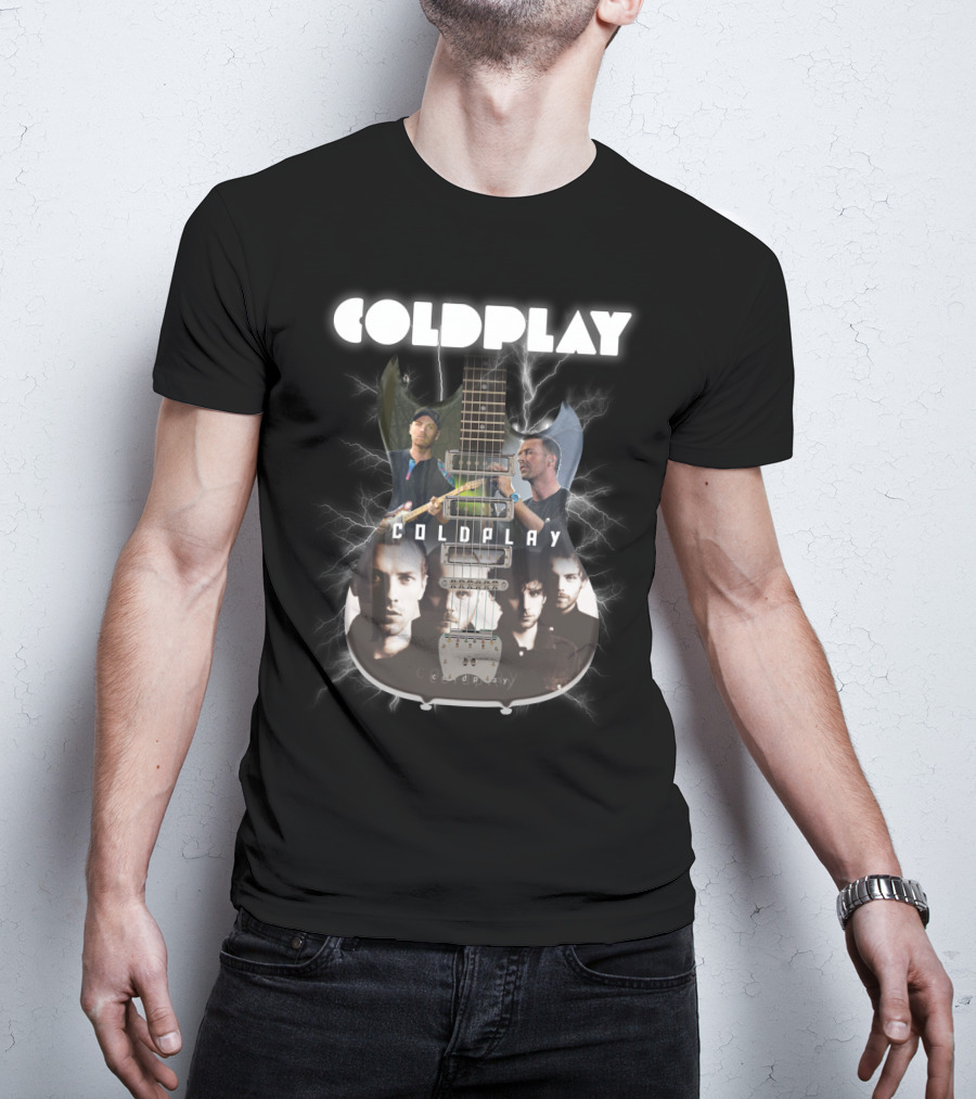 COLDPLAY Electric Guitar Lightning Portraits T-Shirt