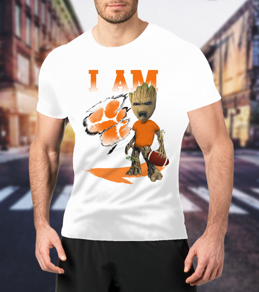 I AM Clemson Tiger Groot Football T-Shirt