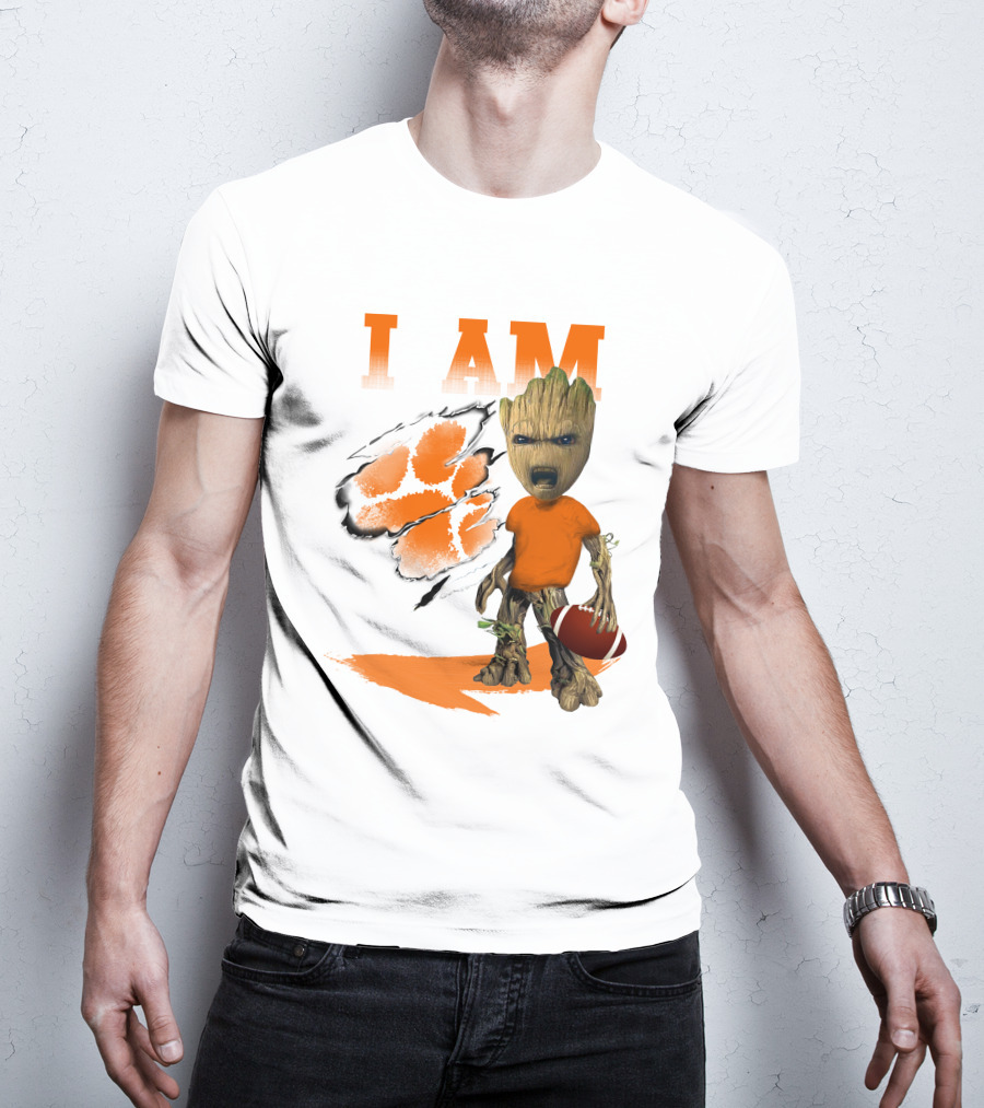 I AM Clemson Tiger Groot Football T-Shirt