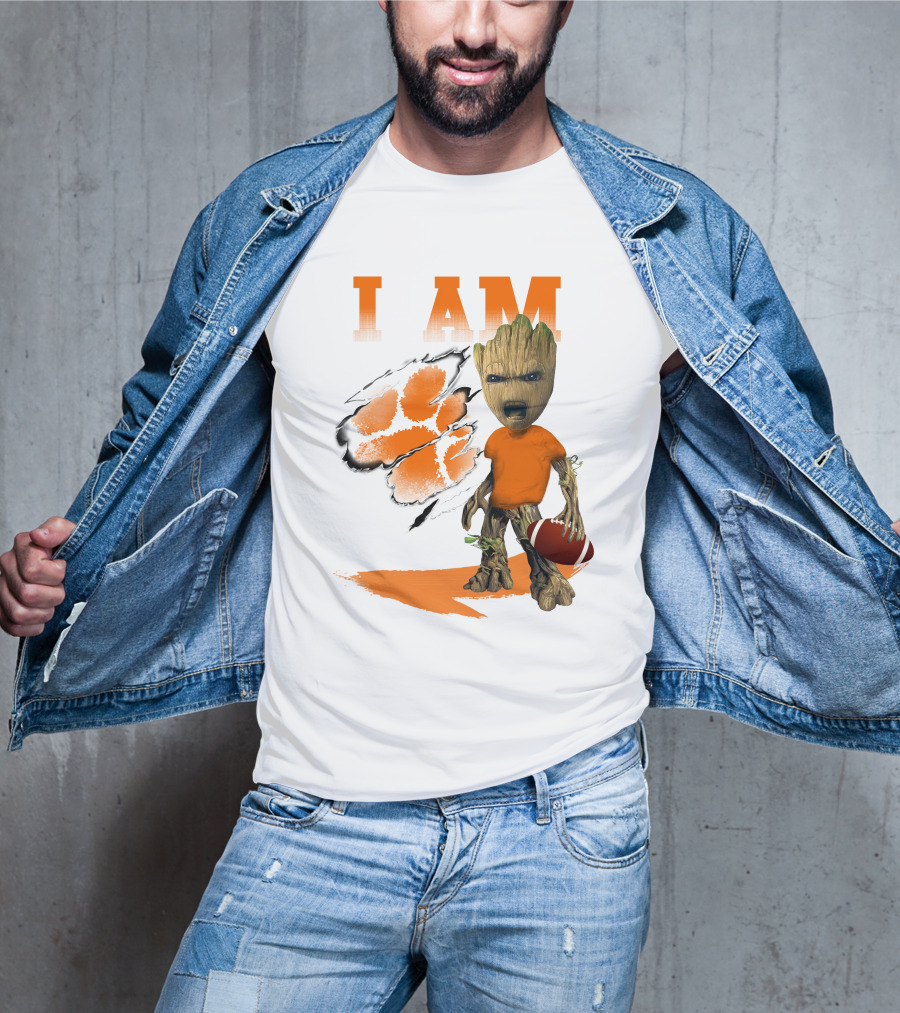 I AM Clemson Tiger Groot Football T-Shirt