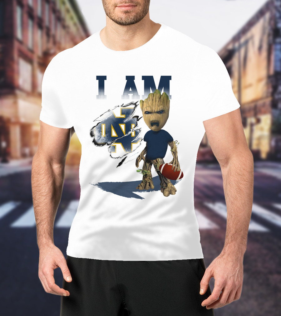 I AM Notre Dame Fighting Irish Groot Football T-Shirt