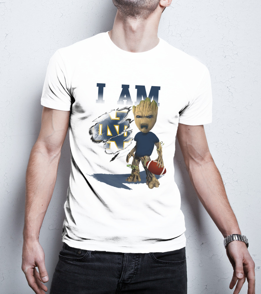 I AM Notre Dame Fighting Irish Groot Football T-Shirt
