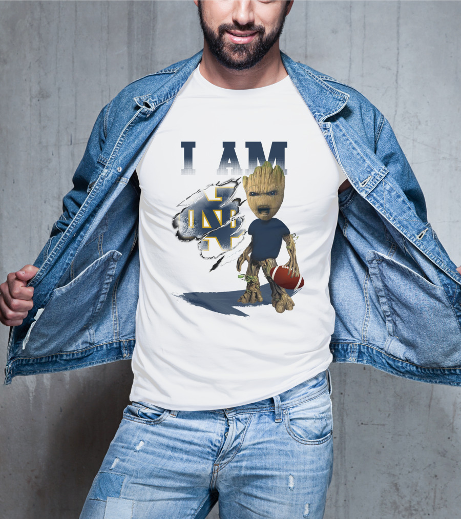 I AM Notre Dame Fighting Irish Groot Football T-Shirt