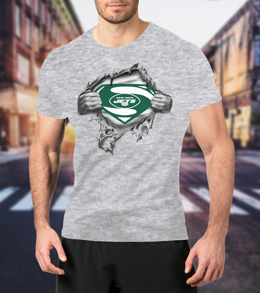 New York Jets Superman Shield Logo Burst T-Shirt