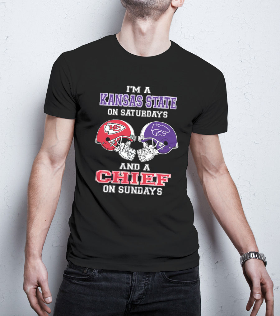 Kansas State Wildcats Saturdays Chiefs Sundays Football Fan T-Shirt