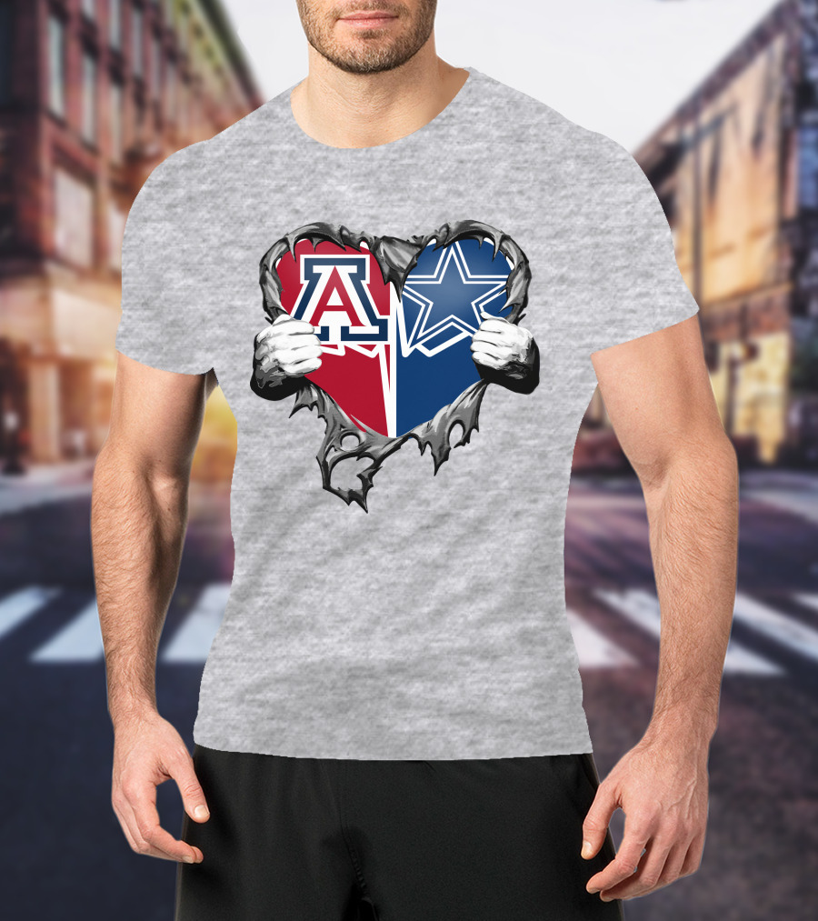 Cowboys And Arizona Wildcats Heart T-Shirt