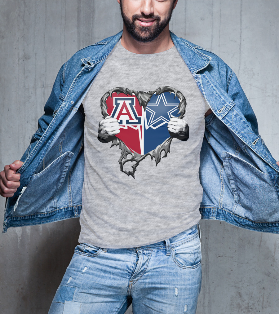 Cowboys And Arizona Wildcats Heart T-Shirt
