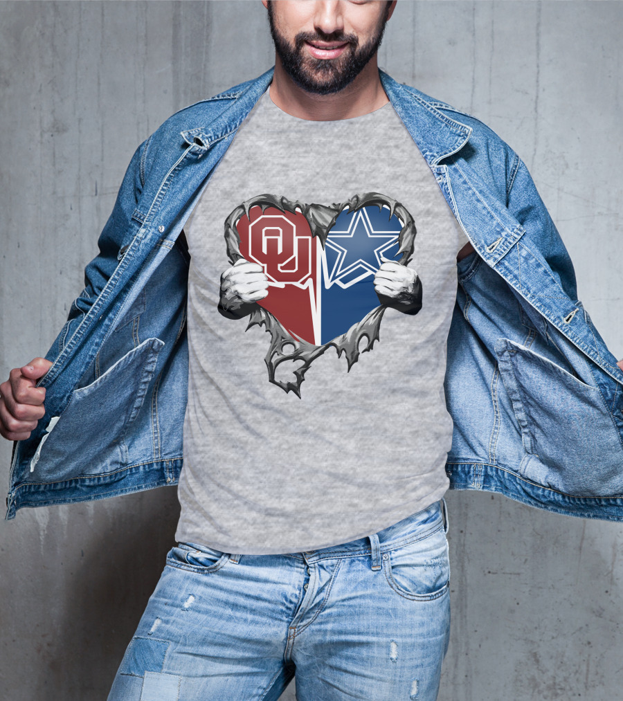 Cowboys And Sooners Heart Oklahoma And Dallas Fans T-Shirt