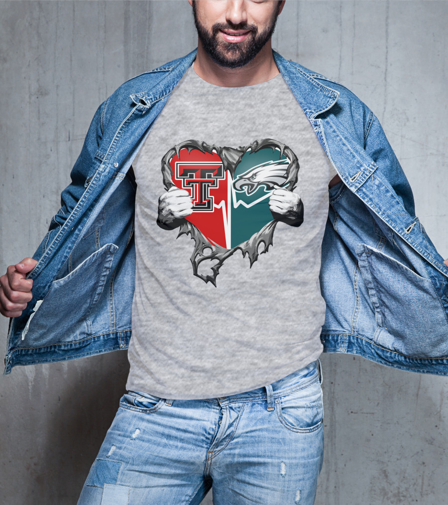 Texas Tech And Eagles Heart T-Shirt