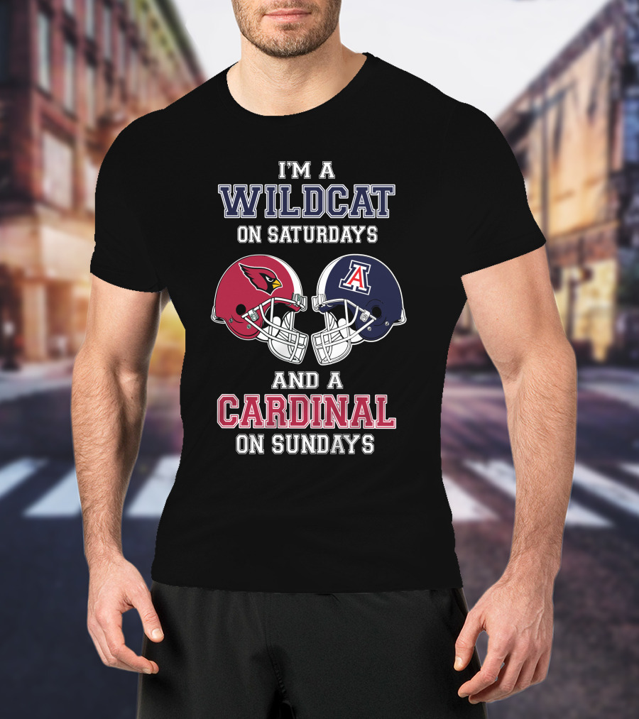 Wildcat On Saturdays Cardinal On Sundays Football Helmets T-Shirt