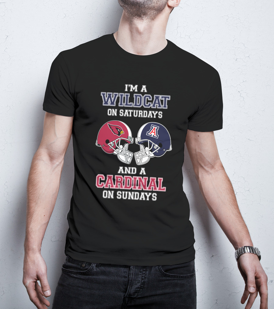 Wildcat On Saturdays Cardinal On Sundays Football Helmets T-Shirt