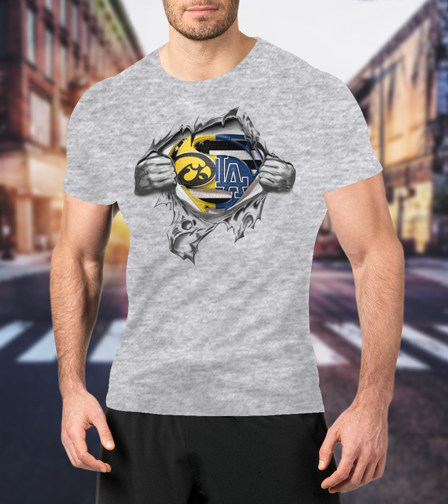 Hawkeyes Dodgers Superman Logo Crossover Emblem T-Shirt