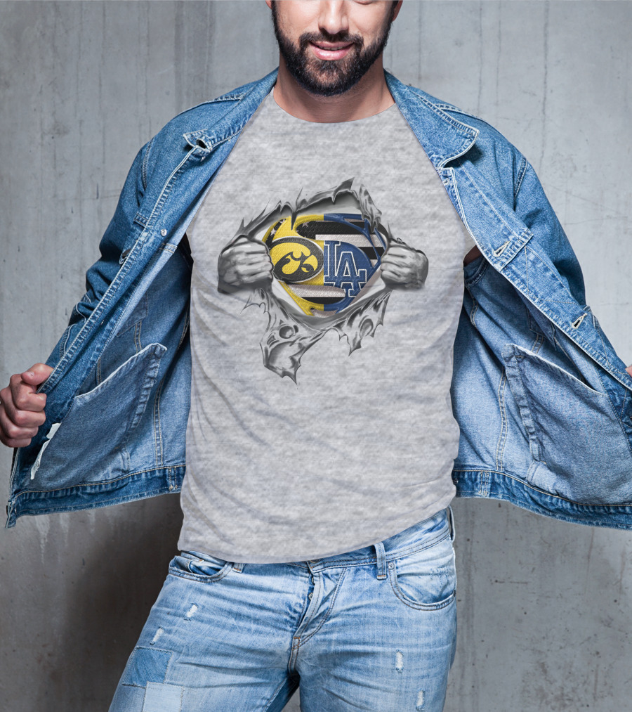 Hawkeyes Dodgers Superman Logo Crossover Emblem T-Shirt