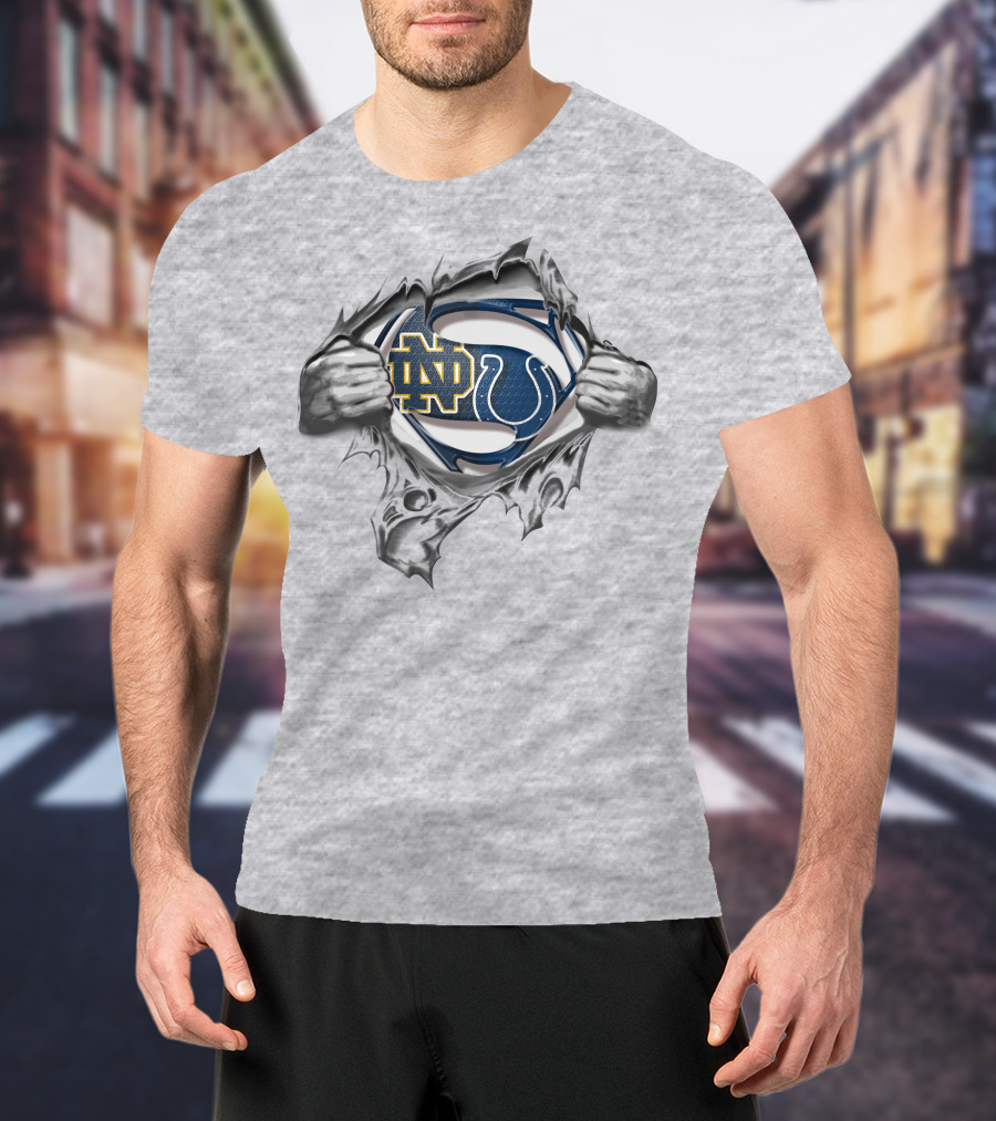 Notre Dame Colts Superhero Logo Fusion T-Shirt
