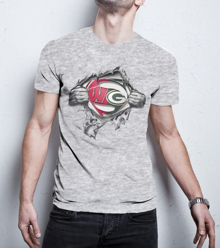 Packers Badgers WG Super Logo Tear Open T-Shirt
