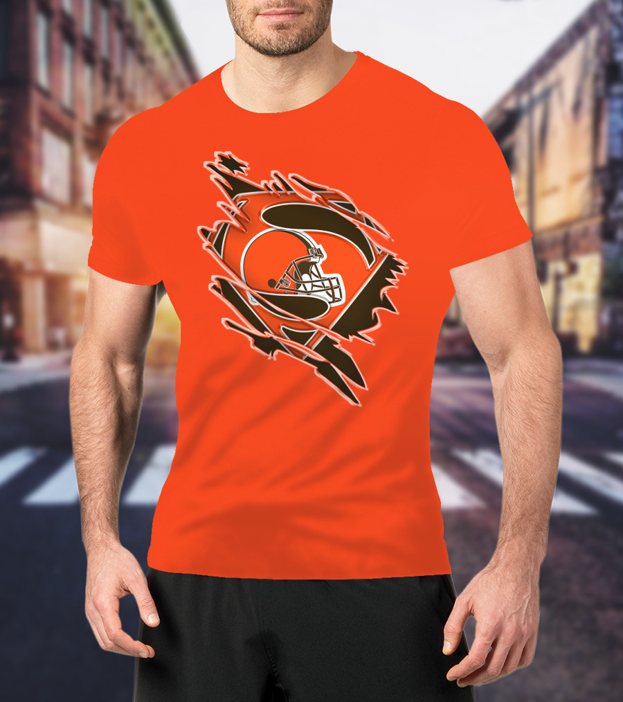 Cleveland Browns Superman Logo Helmet Icon Superhero Fan T-Shirt
