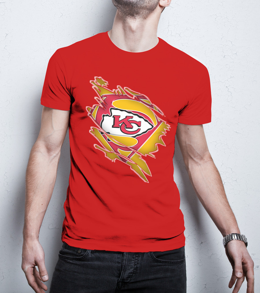 Kansas City Chiefs Super Man Logo Design Red T-Shirt