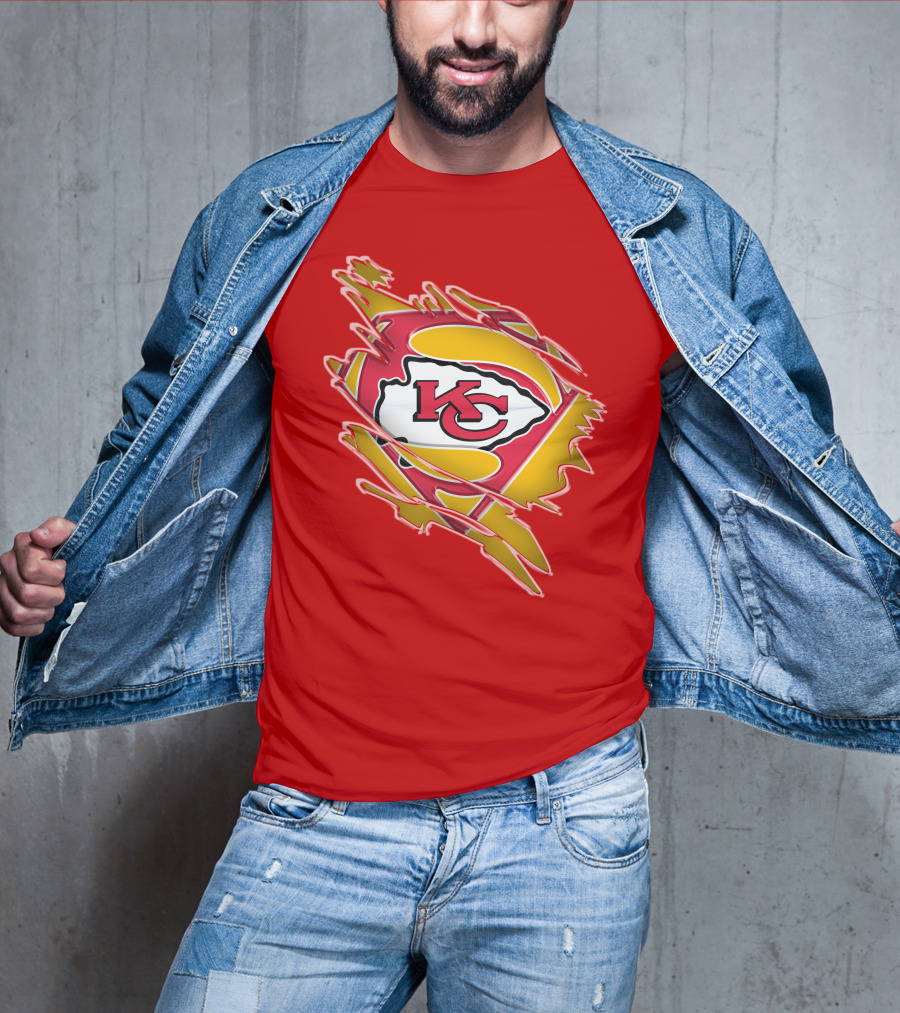 Kansas City Chiefs Super Man Logo Design Red T-Shirt