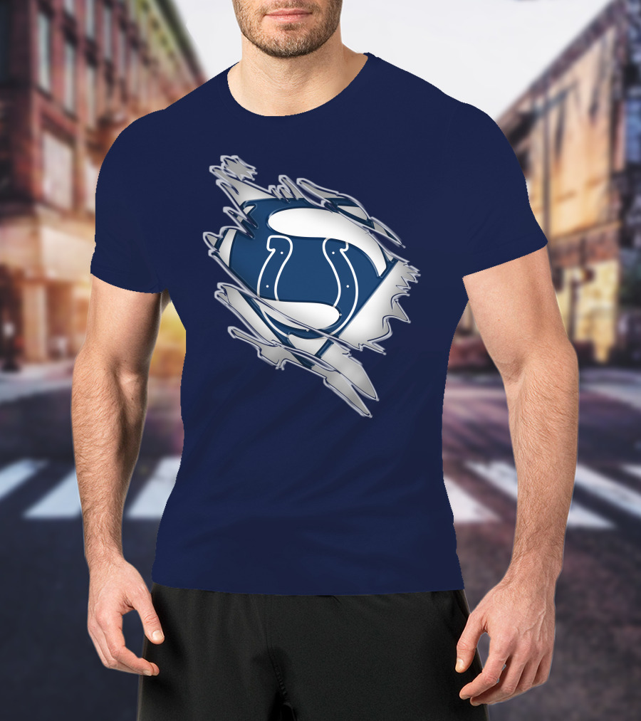 Colts Superman Logo Ripped Effect T-Shirt