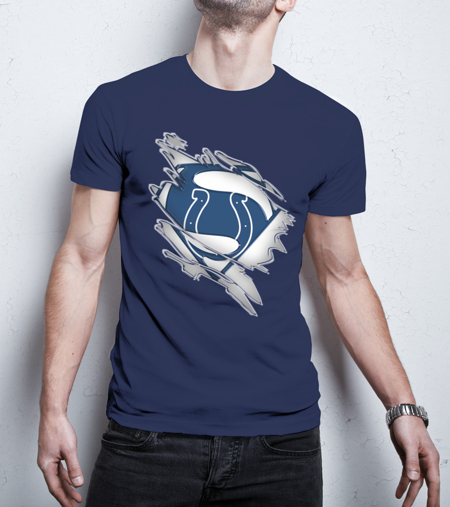 Colts Superman Logo Ripped Effect T-Shirt