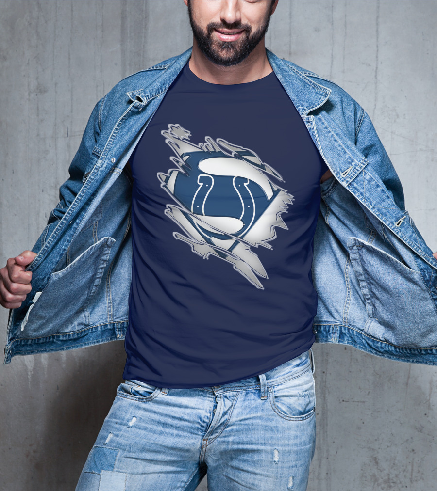 Colts Superman Logo Ripped Effect T-Shirt