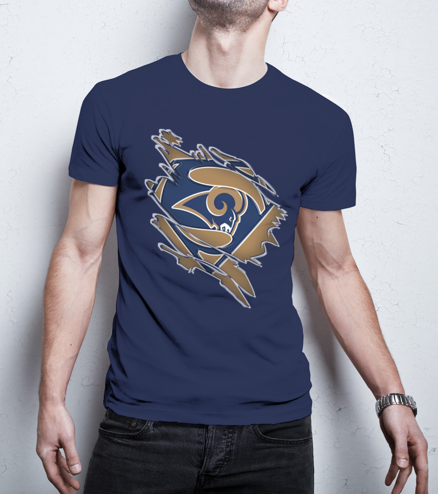 Rams Super Man Logo With Rip Effect T-Shirt