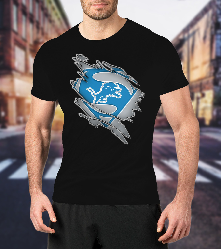 Detroit Lions Superman Logo Mashup T-Shirt