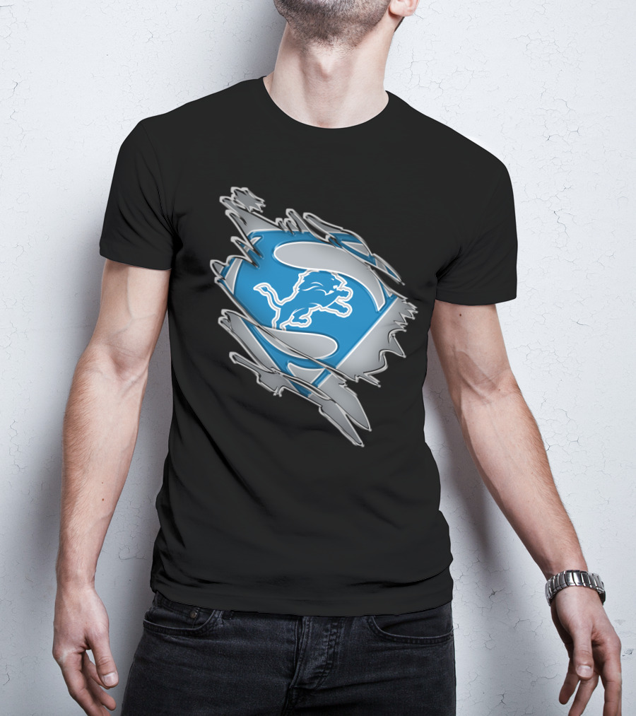 Detroit Lions Superman Logo Mashup T-Shirt