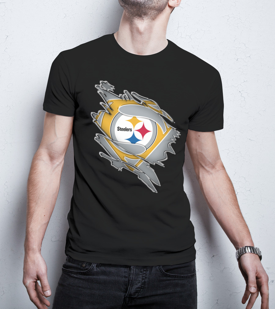 Steelers Logo Superhero Ripped T-Shirt