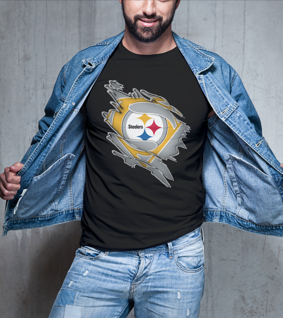 Steelers Logo Superhero Ripped T-Shirt