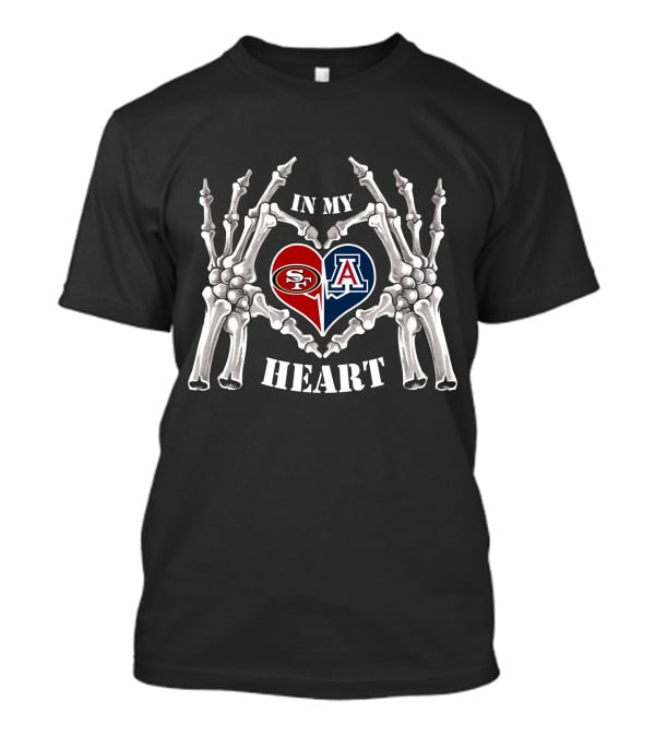 49ers Wildcats In My Heart Halloween Skeleton Hands T-Shirt