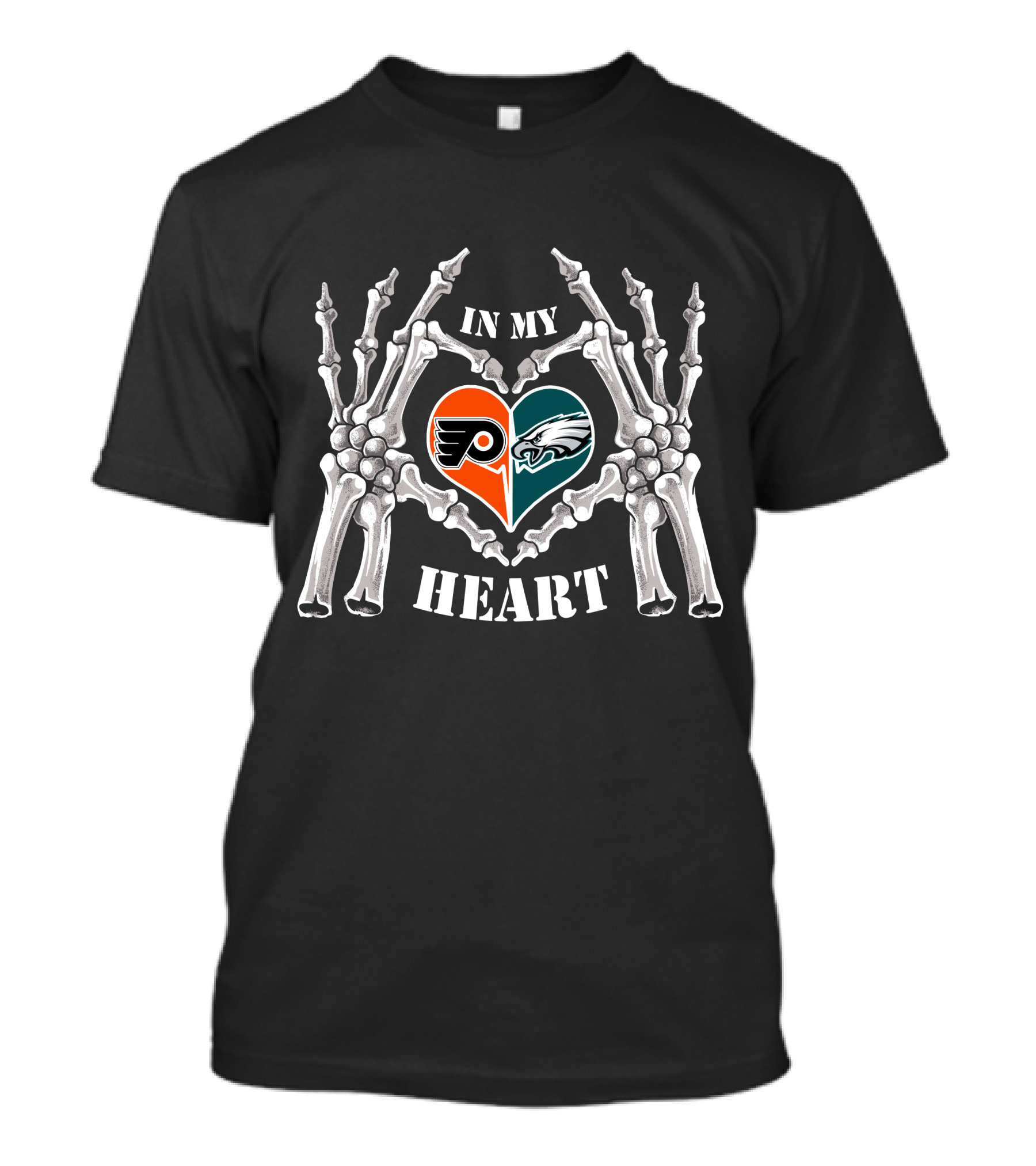 In My Heart Eagles Flyers Skeleton Hands Heart T-Shirt