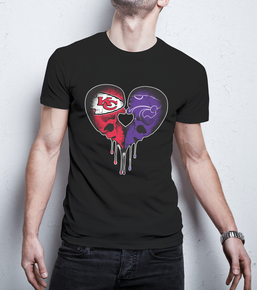 Chiefs Wildcats Heart Skulls T-Shirt