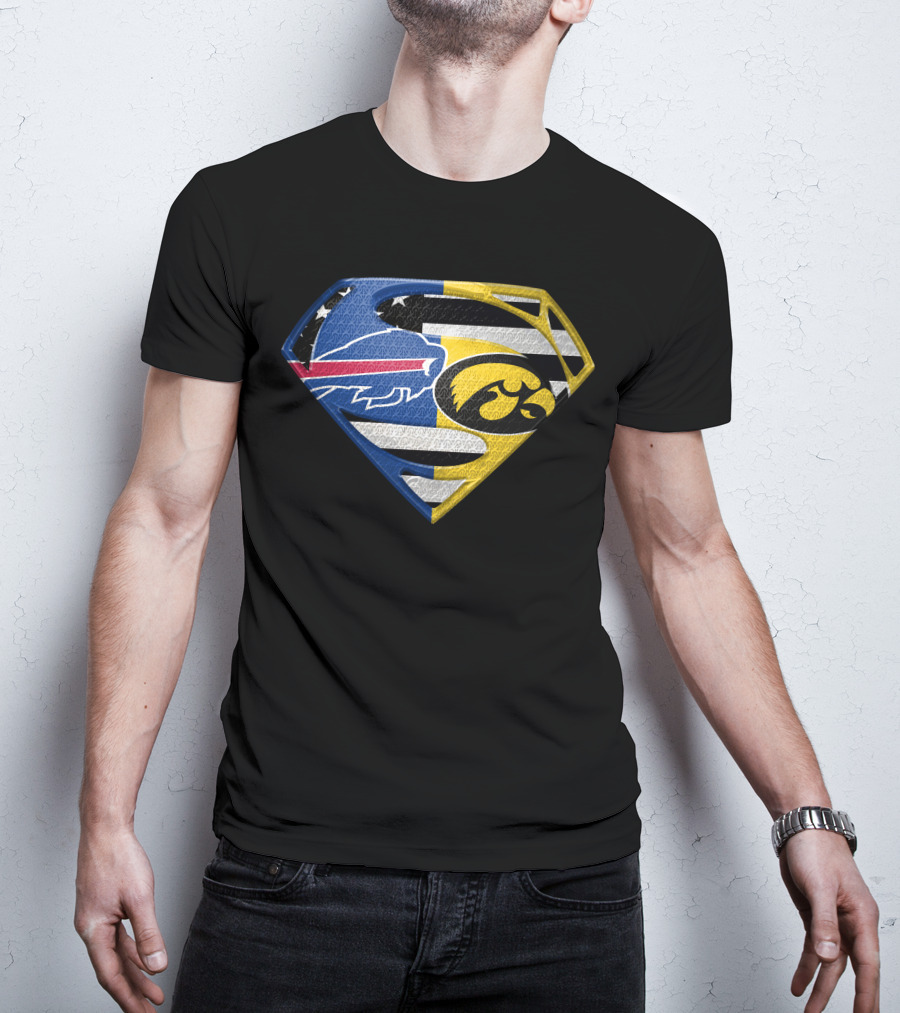 Buffalo Bills Iowa Hawkeyes Superman Logo Fusion T-Shirt