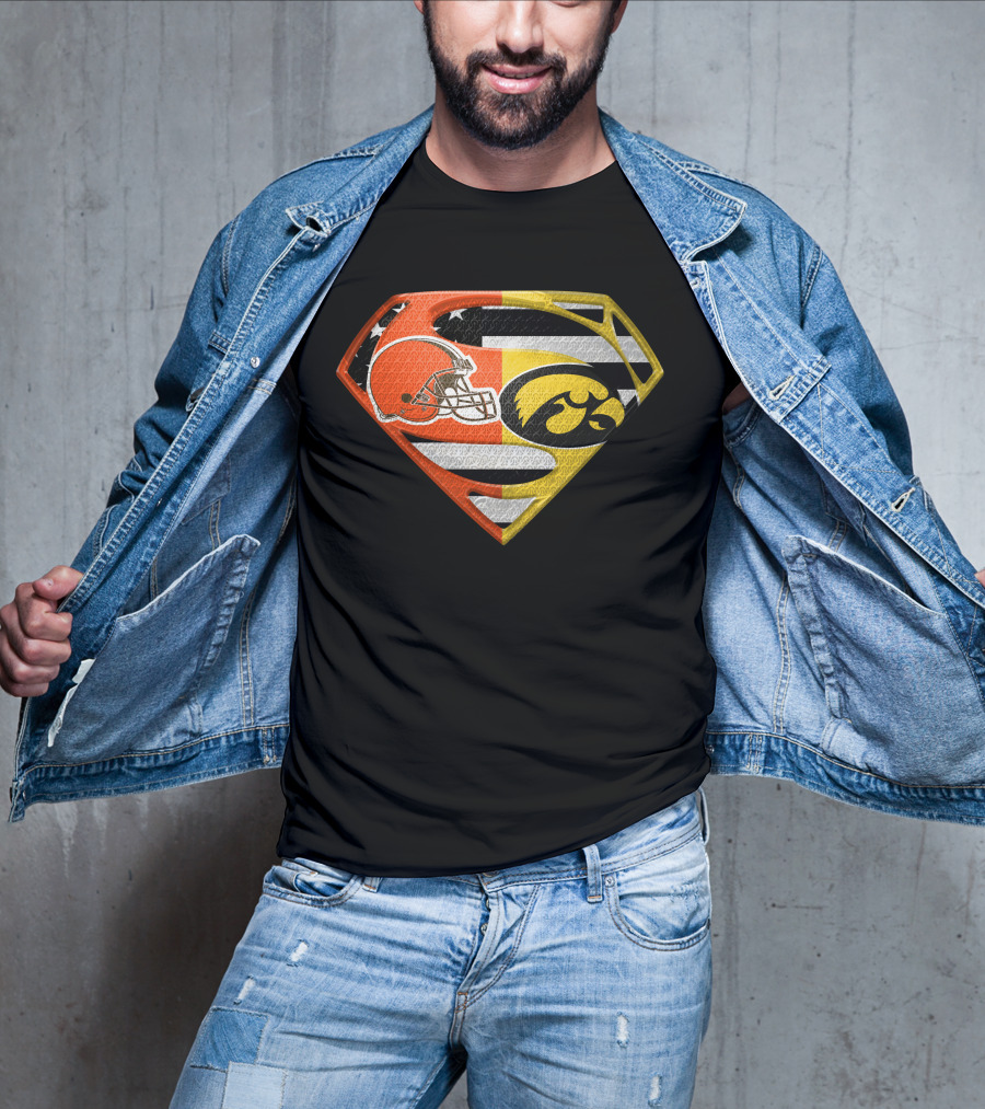 Cleveland Browns Iowa Hawkeyes Superman Logo Spm T-Shirt