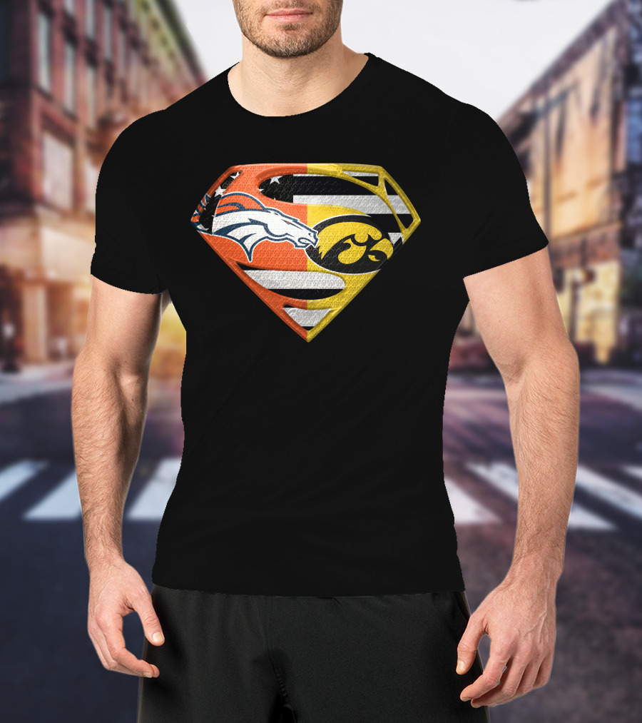 Superman Broncos Hawkeyes Logo Fusion On Spm T-Shirt
