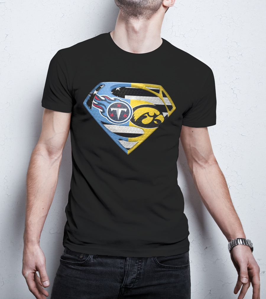 Superman Logo Mashup Titans Iowa Hawkeyes T-Shirt