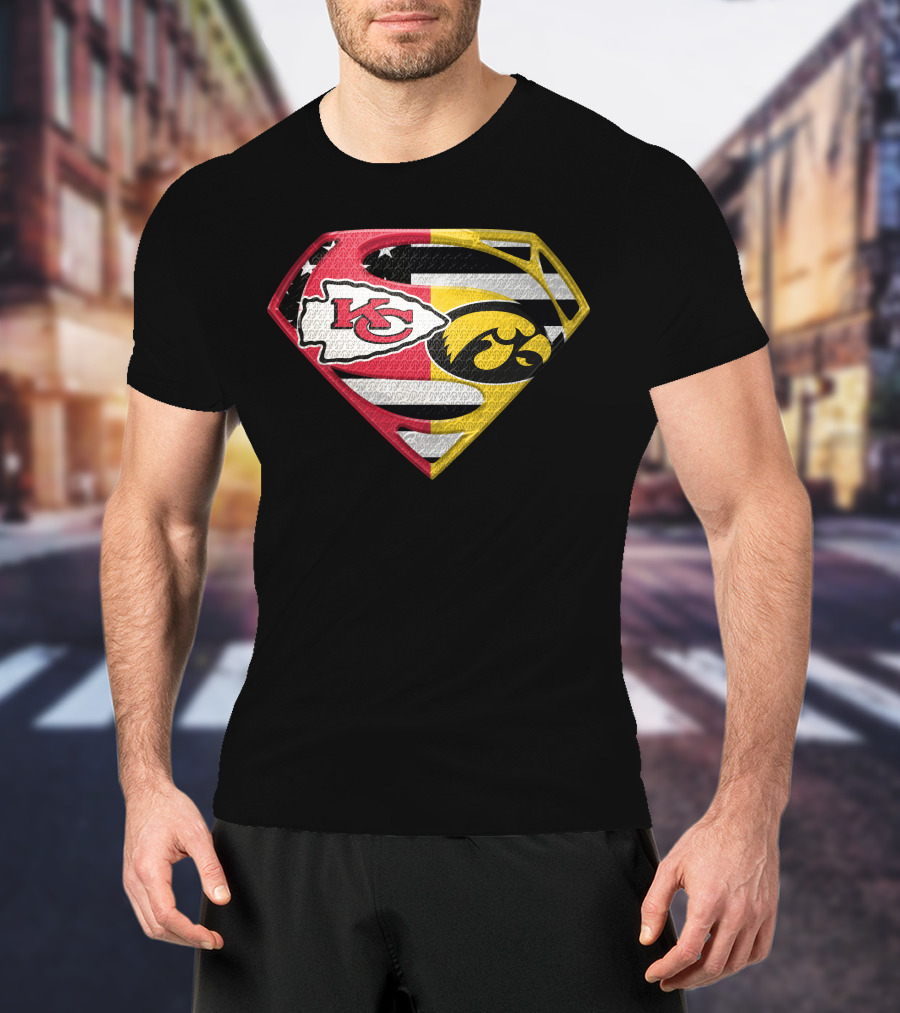 Superman Kc Chiefs Iowa Hawkeyes Flag T-Shirt