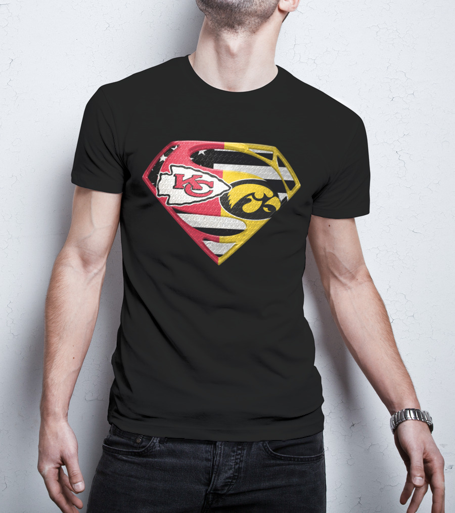 Superman Kc Chiefs Iowa Hawkeyes Flag T-Shirt