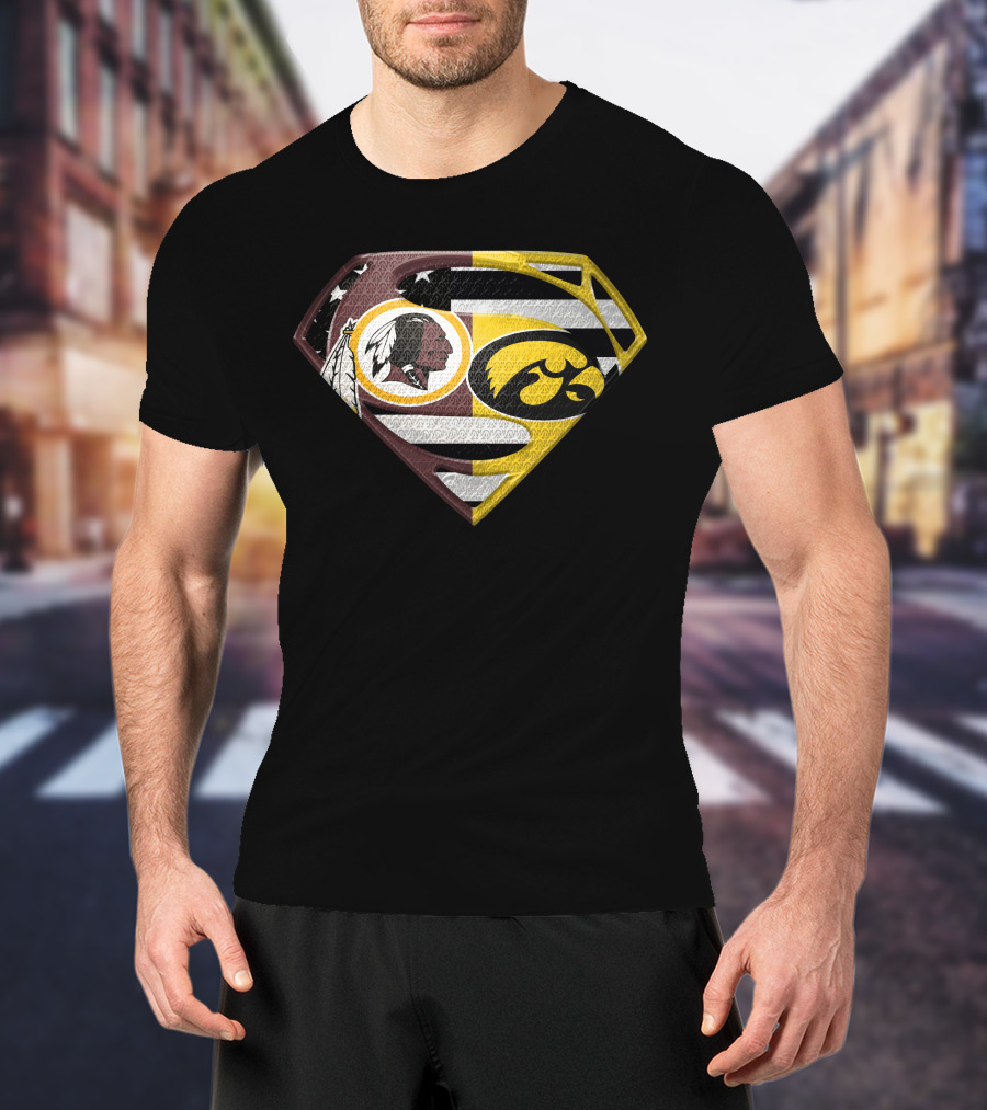 Superman Washington Redskins Iowa Hawkeyes Logo Mashup T-Shirt