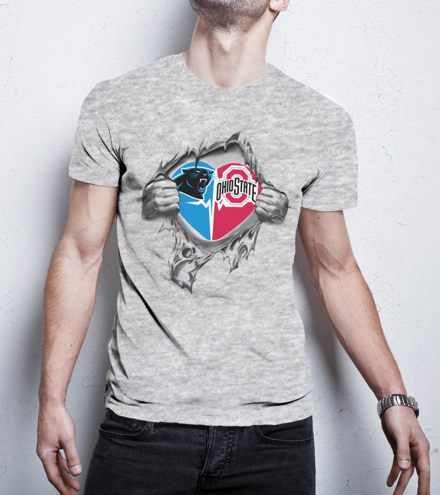 Carolina Panthers Ohio State Buckeyes Logo Fusion T-Shirt