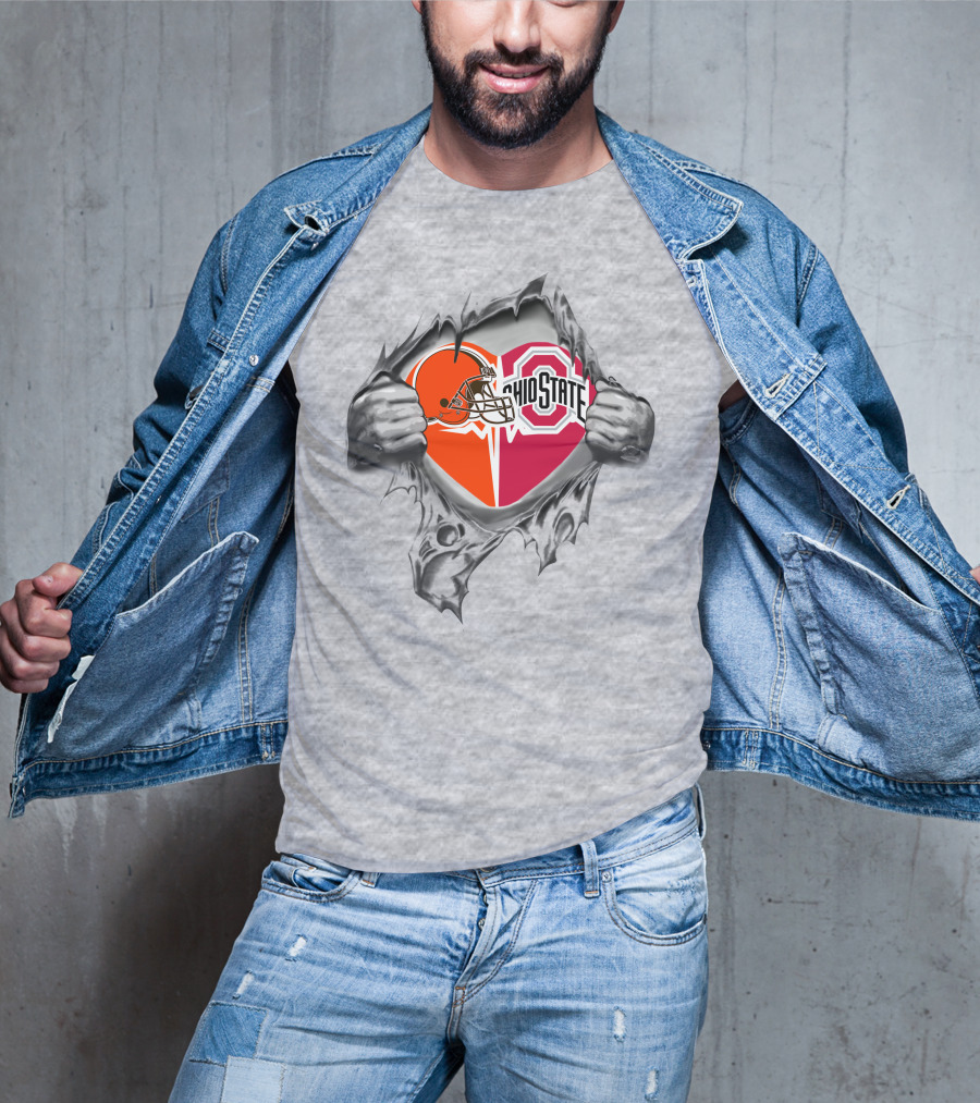 Cleveland Browns Ohio State Buckeyes Heart T-Shirt