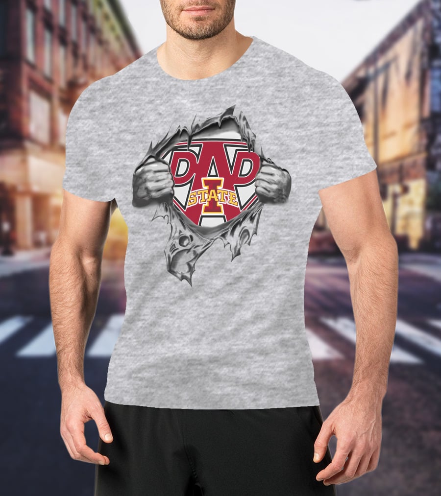 Iowa State Dad Superhero Emblem Suit T-Shirt