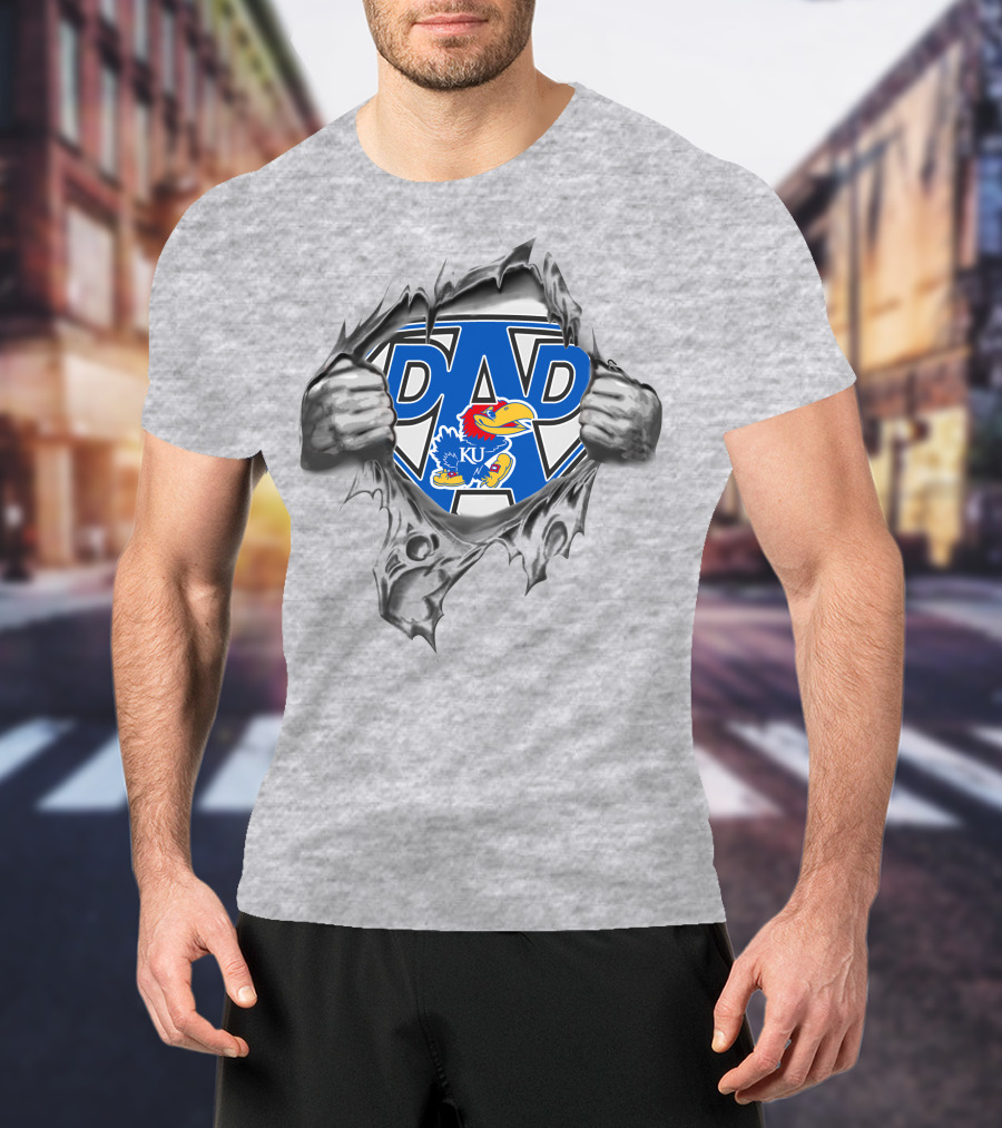 Kansas Jayhawks KU Super Dad Hero T-Shirt