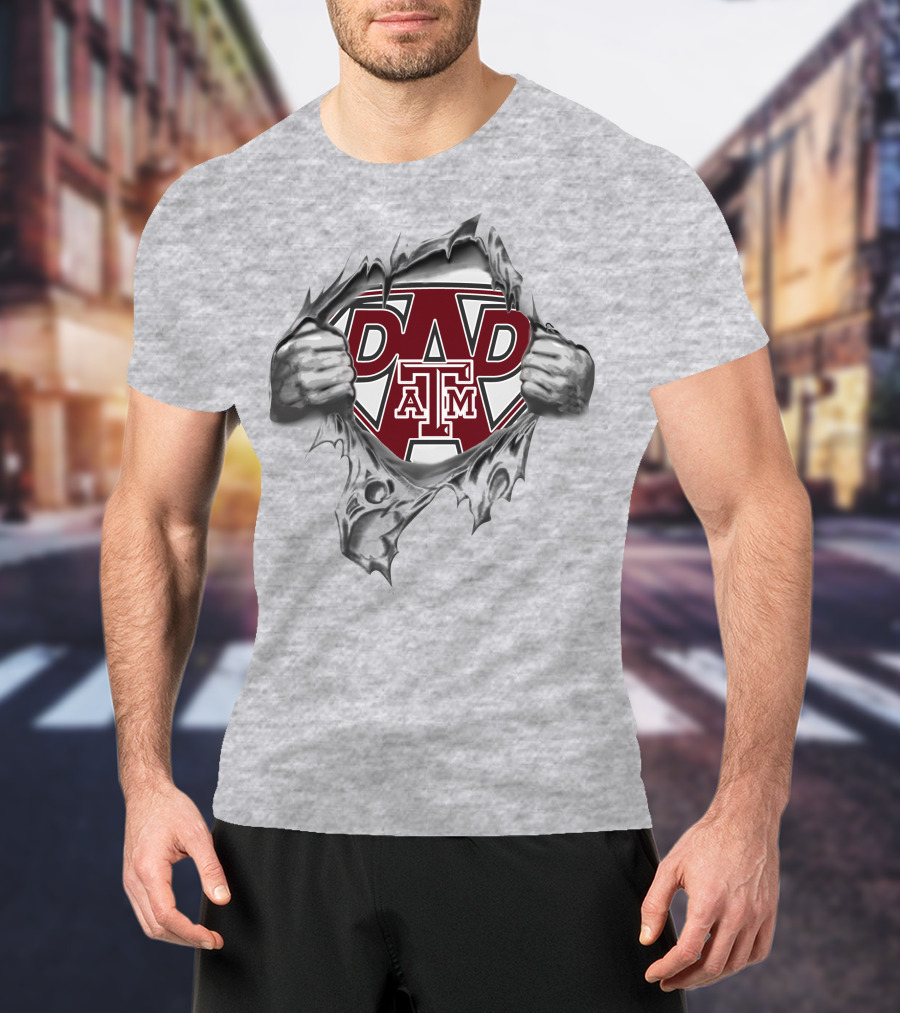 Texas A&M Aggies Dad Super Logo Busting Out T-Shirt