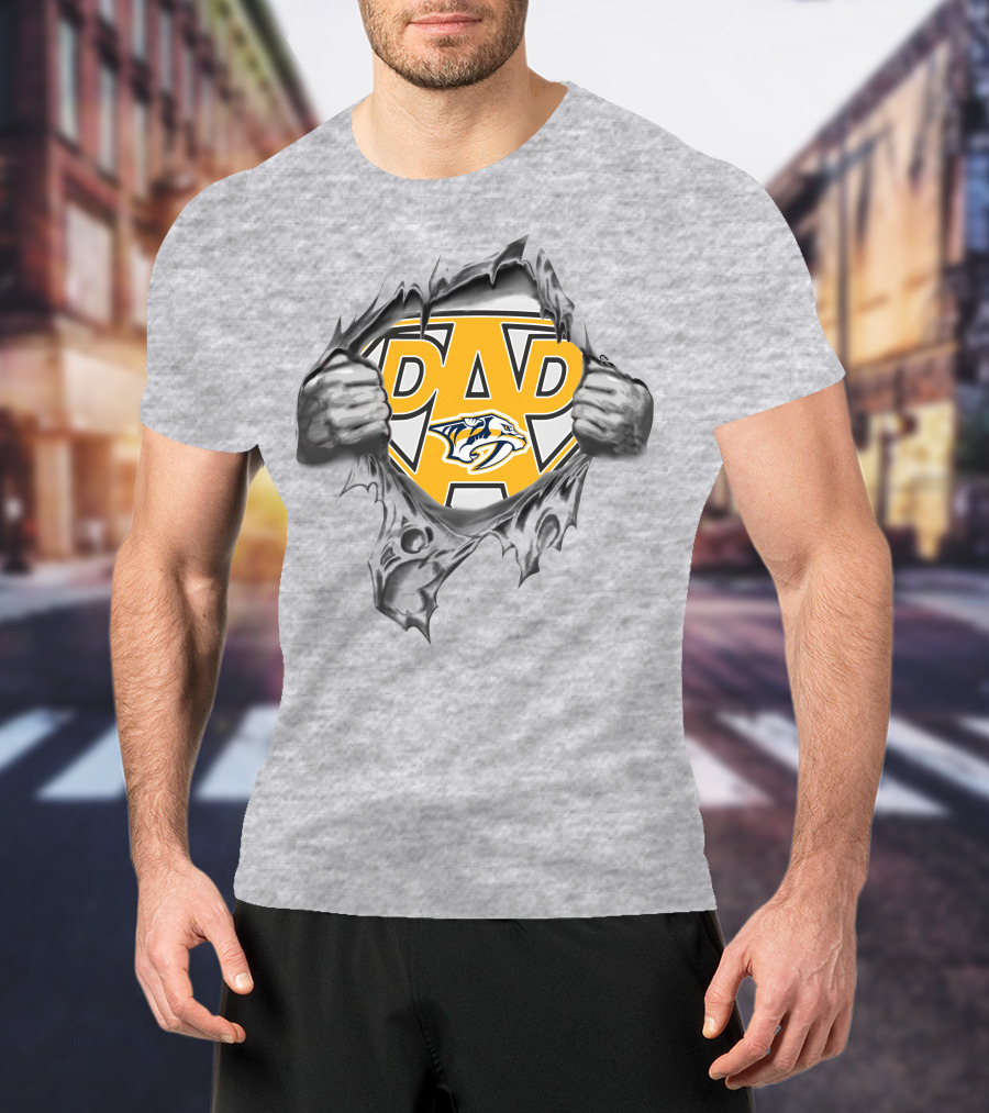 Nashville Predators Super Dad Hero Emblem T-Shirt