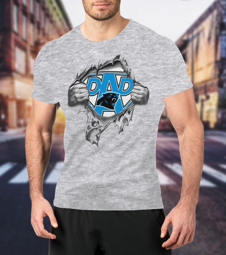 Super Dad Carolina Panthers Emblem Torn T-Shirt