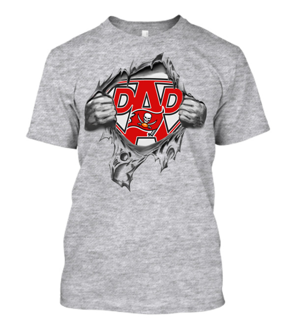 Super Dad Superhero Tampa Bay Buccaneers Logo Rip T-Shirt