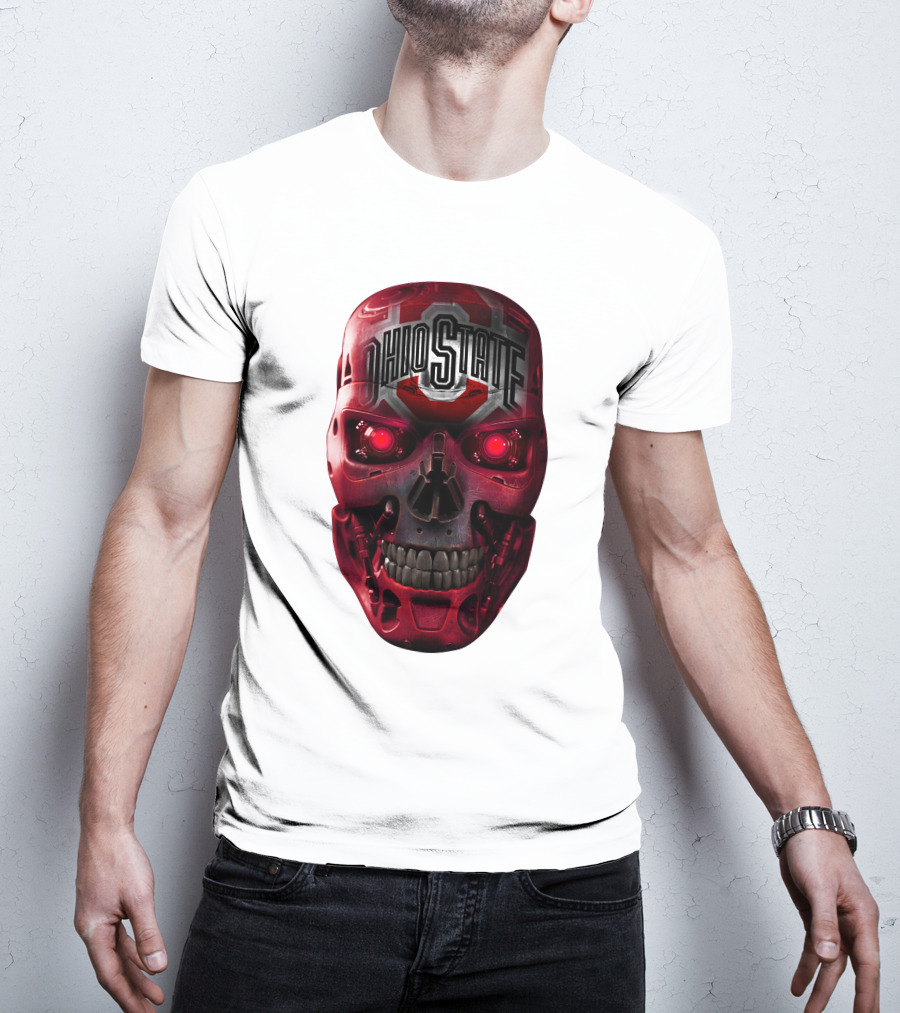 Ohio State Skull Bucks Red Robotic Face T-Shirt
