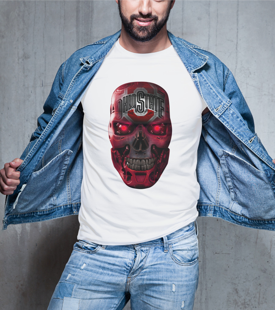 Ohio State Skull Bucks Red Robotic Face T-Shirt